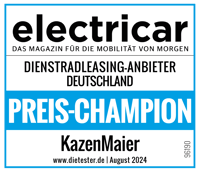 Kazenmaier ist Preis-Champion beim electricar Dienstradleasing Vergleichstest